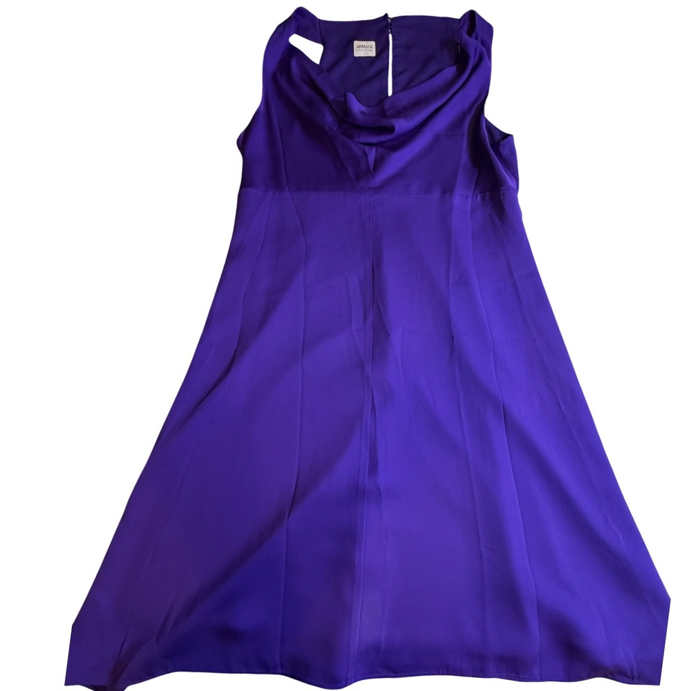 Armani Collezioni Purple Cowl Neck Sleeveless A-Line Midi Dress Size 8 NMA59T